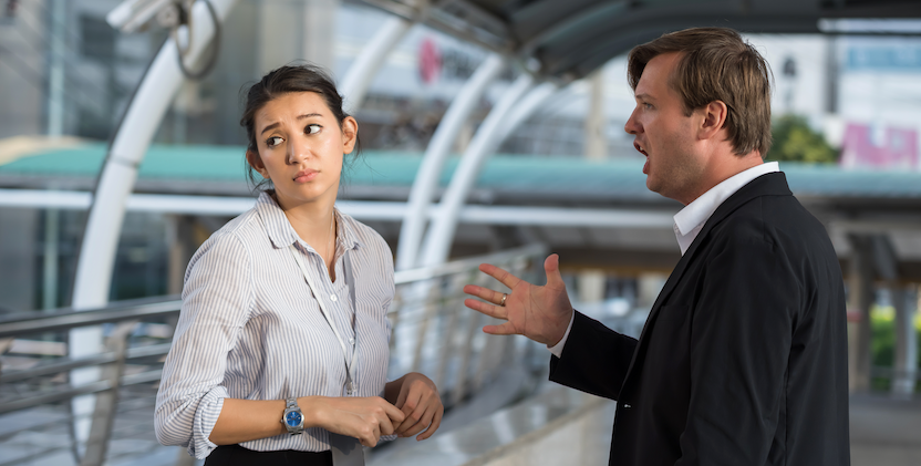 Man shouting at women while at work