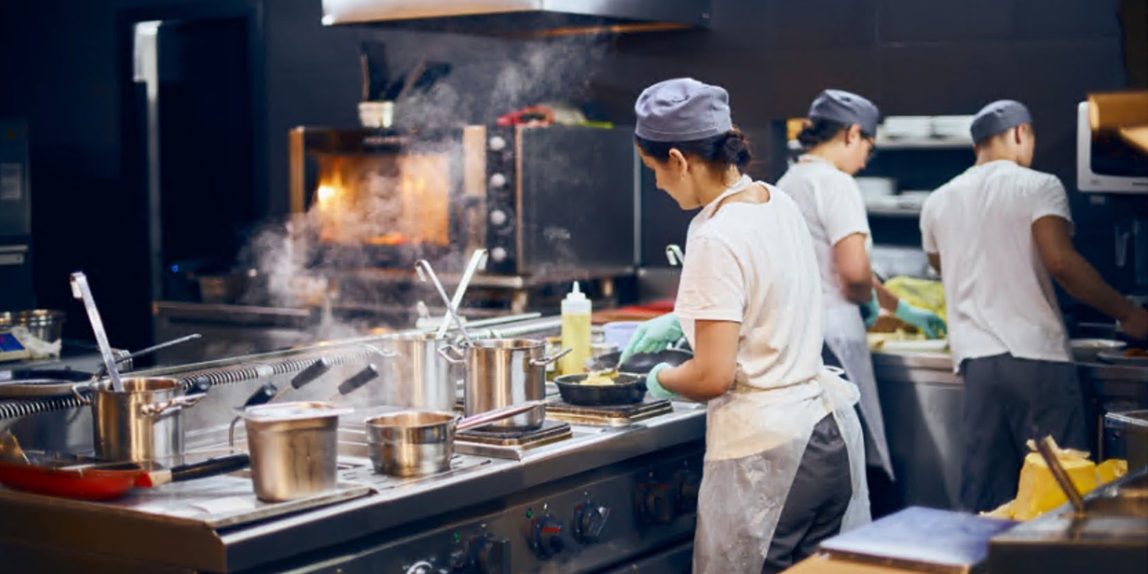 Image of Chefs working in an industrial kitchen