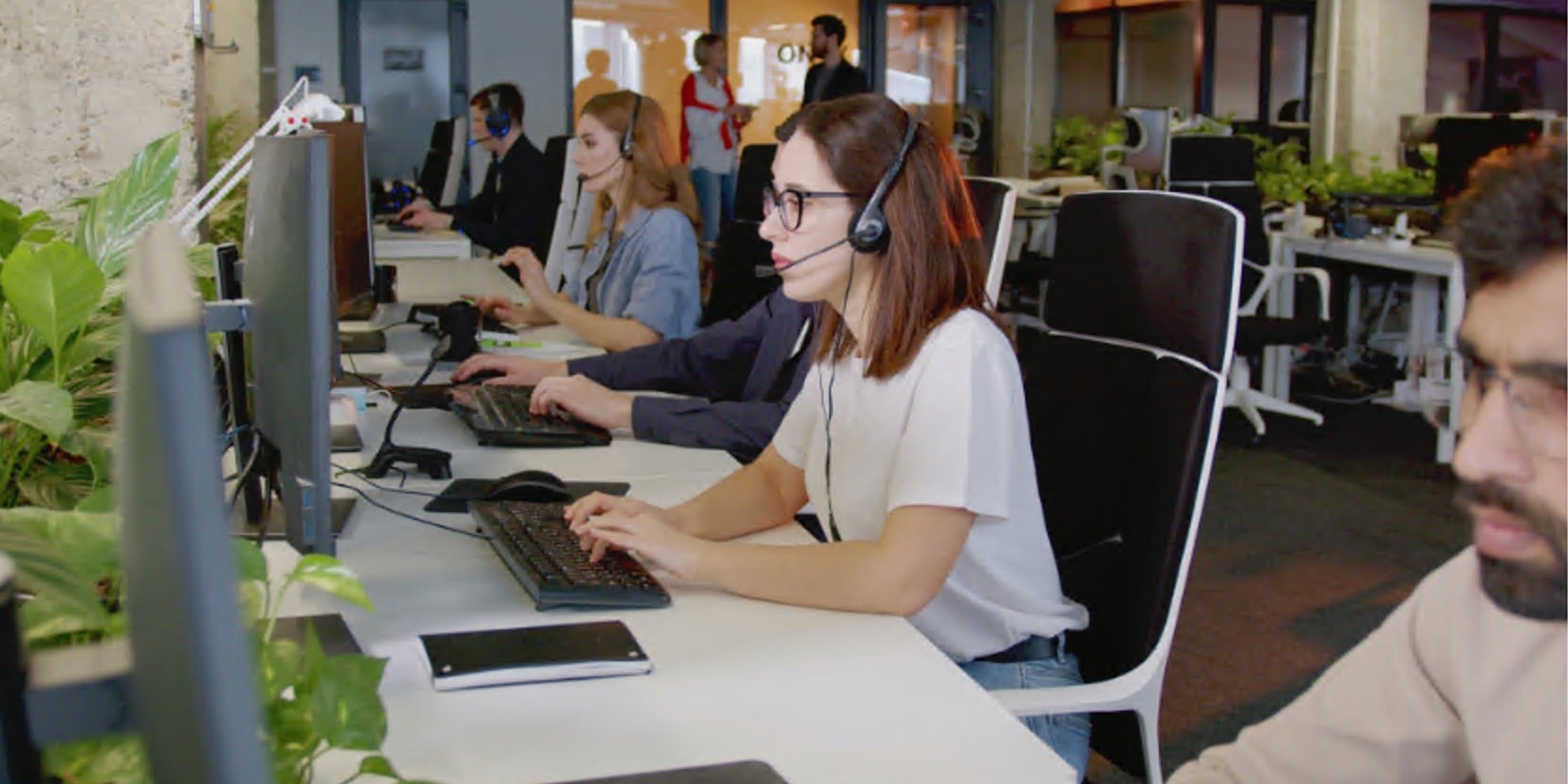 Women working in call centre