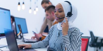 Women working in call centre
