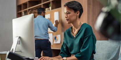 A woman working at a computer