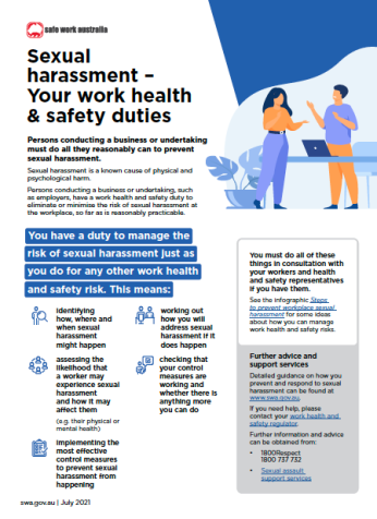 Infographic- Workplace sexual harassment - Your work health safety duties