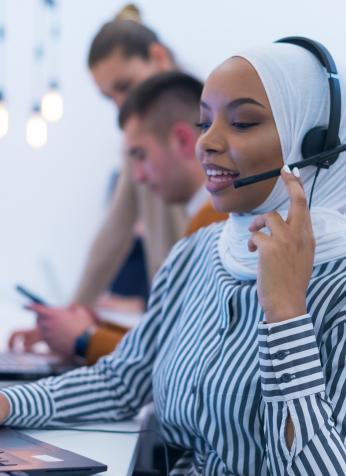 Women working in call centre