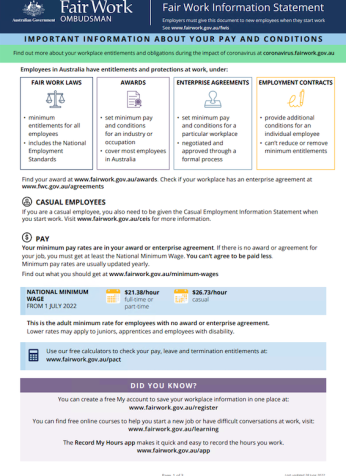 Image of Fair Work Information Statement