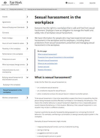 Image of Fair Work Ombudsman website