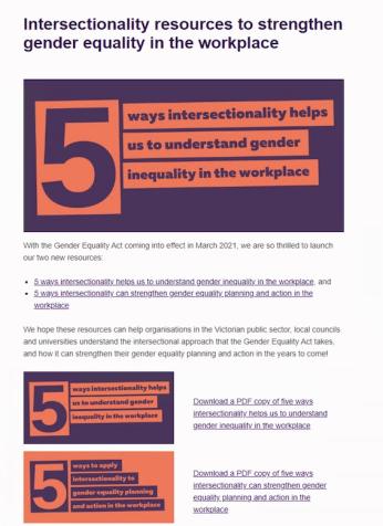 Image of intersectionality web page