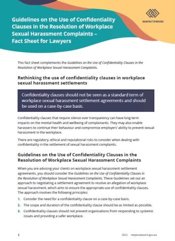 Image of fact sheet for lawyers on confidentiality clauses