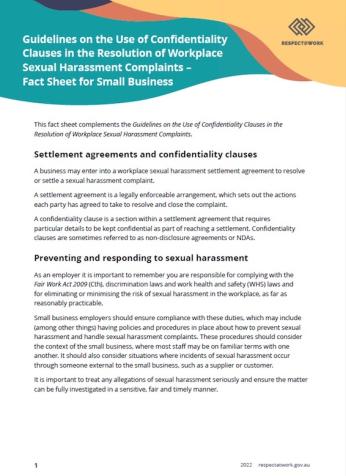 Guidelines on Confidentiality Clauses for small business fact sheet image