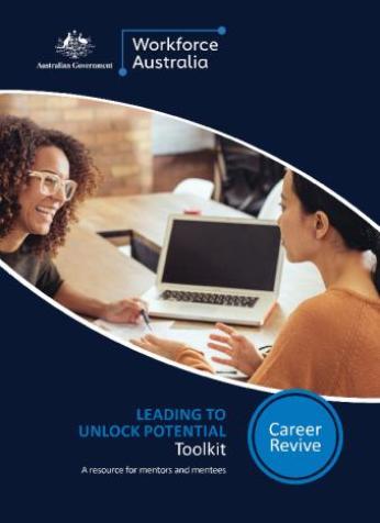 Cover of resource. Features image of two women seated at a table with a laptop between them,