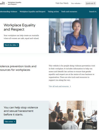 Screenshot of 'Workplace equality and respect' website