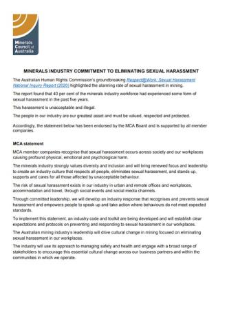 Minerals Council Commitment statement