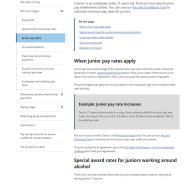 Image of Junior pay rates web page